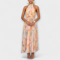 Women's Flowy Watercolour Print Maxi Dress