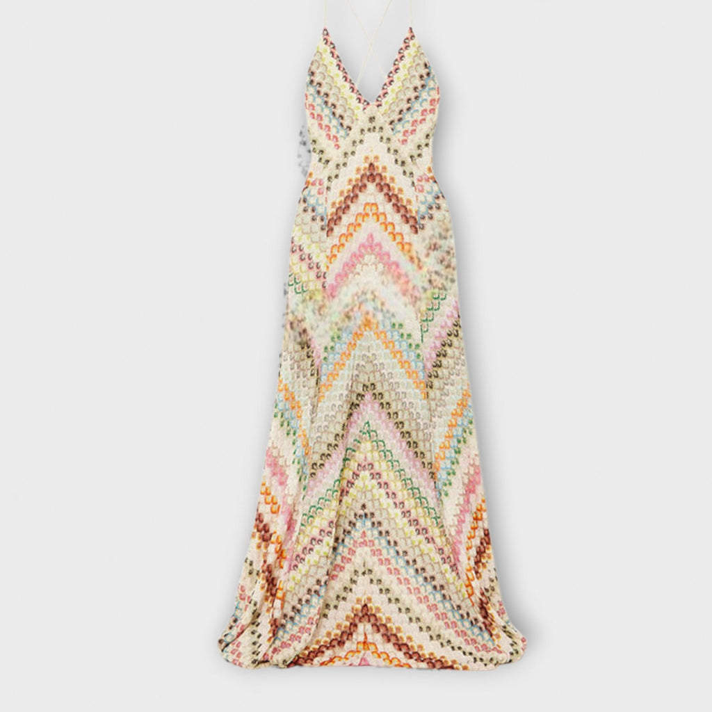 Women's Vibrant Herringbone Maxi Dress