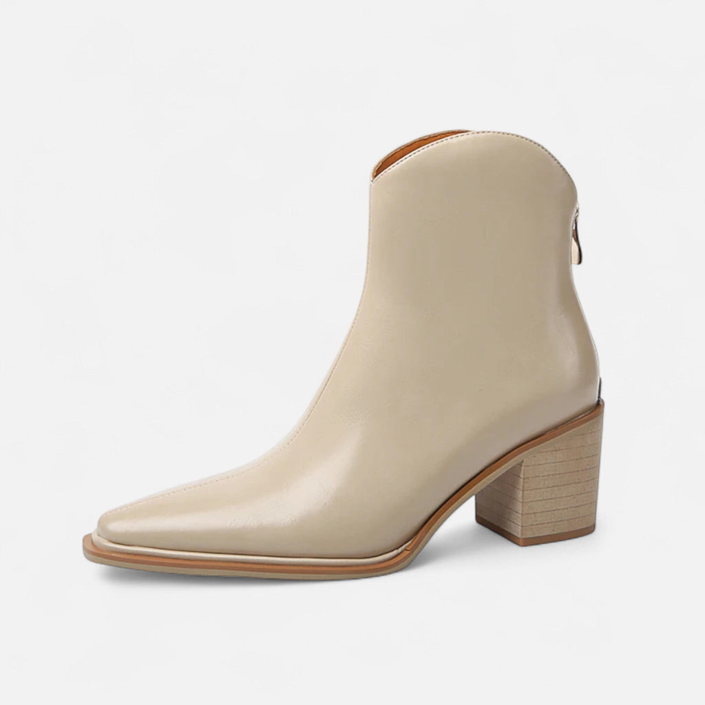 Women's Elegant Leather Heel Boots