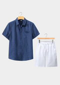 Men's Casual Summer Matching Set – Navy White