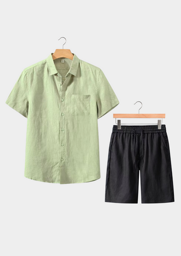 Men's Casual Summer Matching Set – Mint Green Black