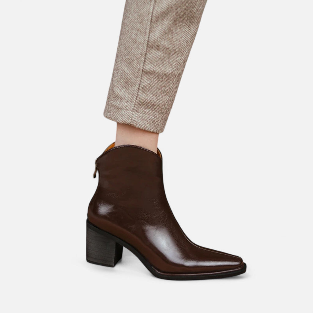 Women's Elegant Leather Heel Boots