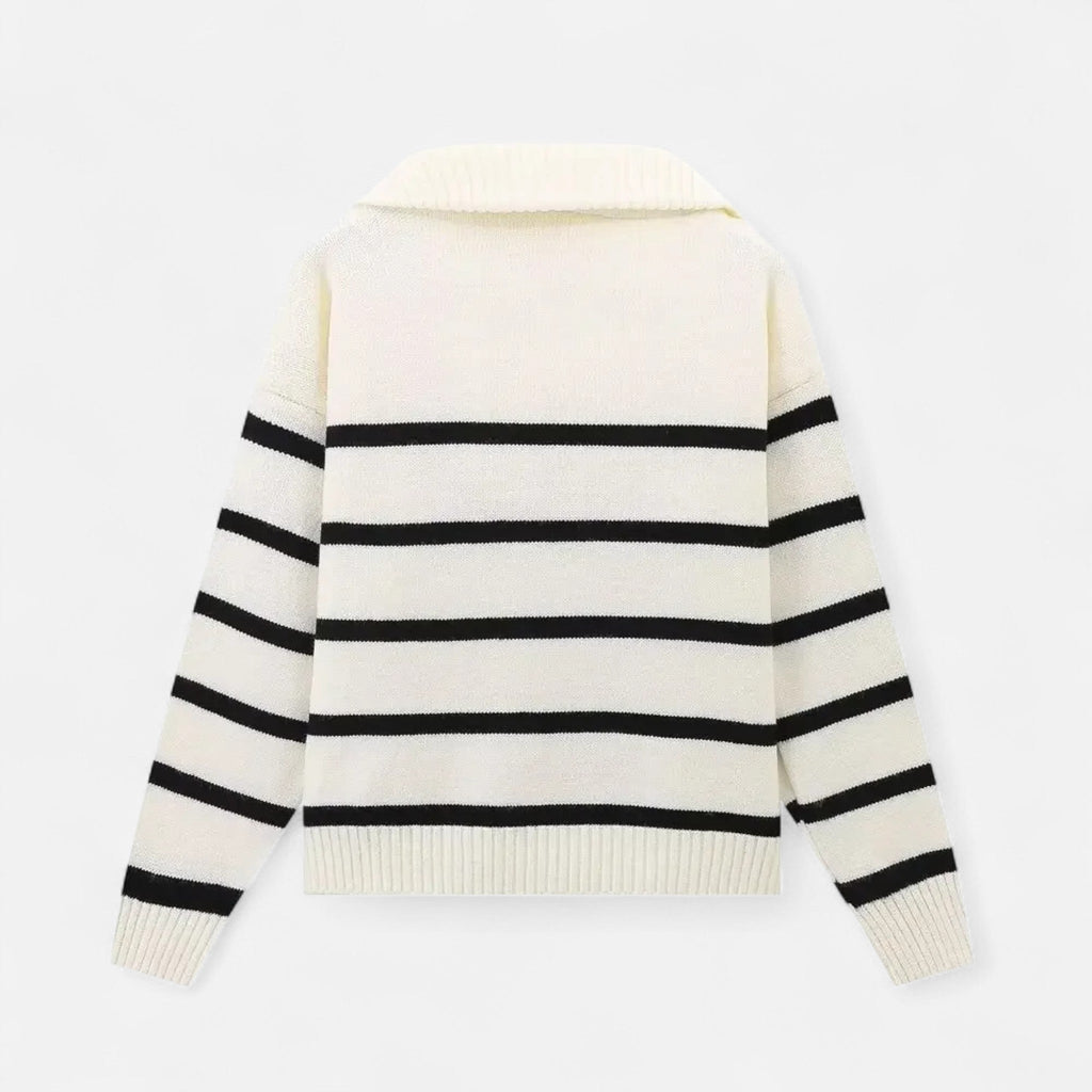 Women's Striped Knit Polo Sweater