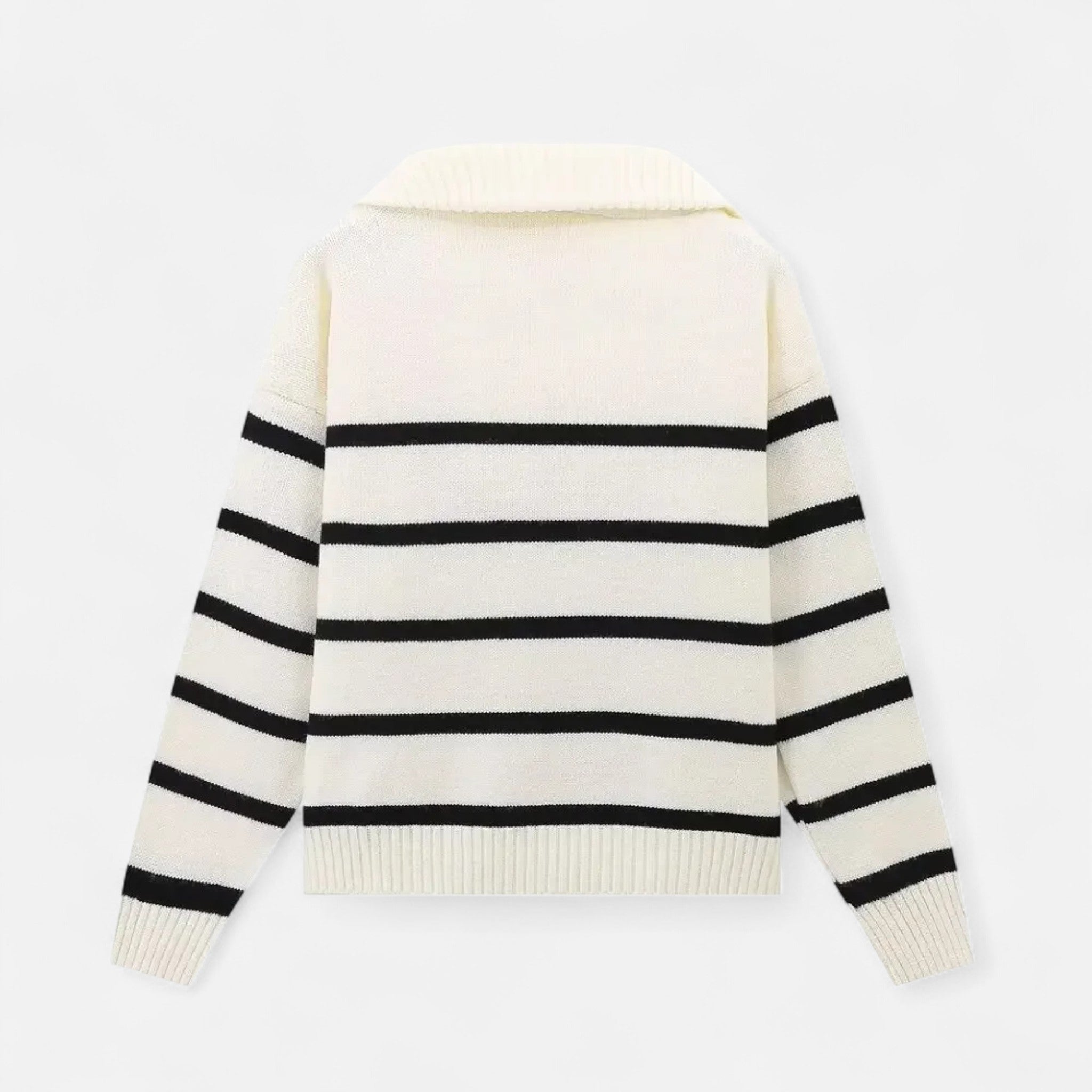 Women's Striped Knit Polo Sweater