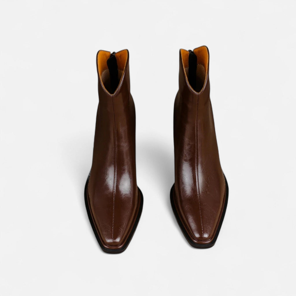 Women's Elegant Leather Heel Boots