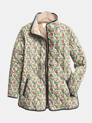 Camille™ | Vintage Floral Art Print Quilted Jacket