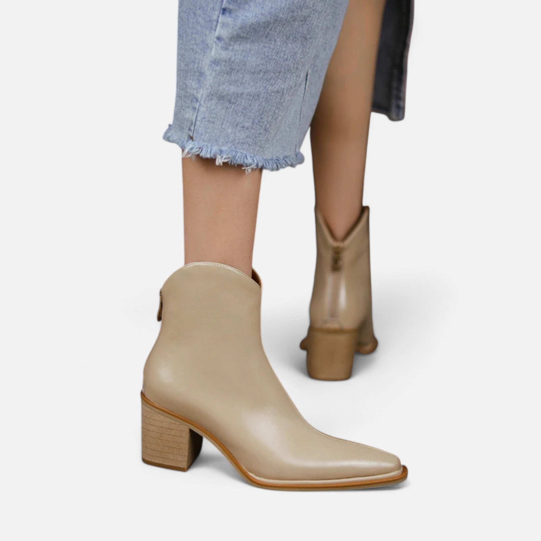 Women's Elegant Leather Heel Boots