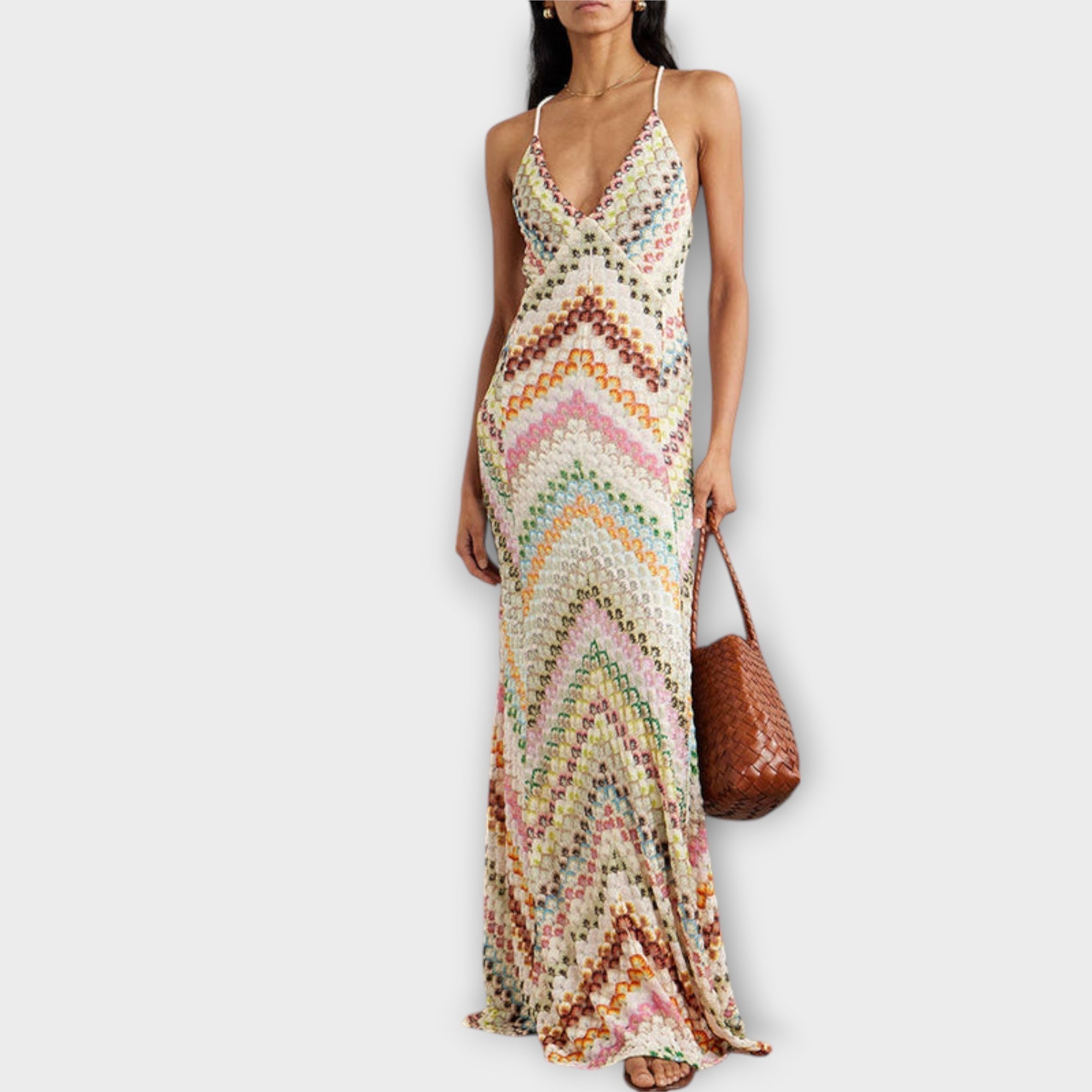 Women's Vibrant Herringbone Maxi Dress