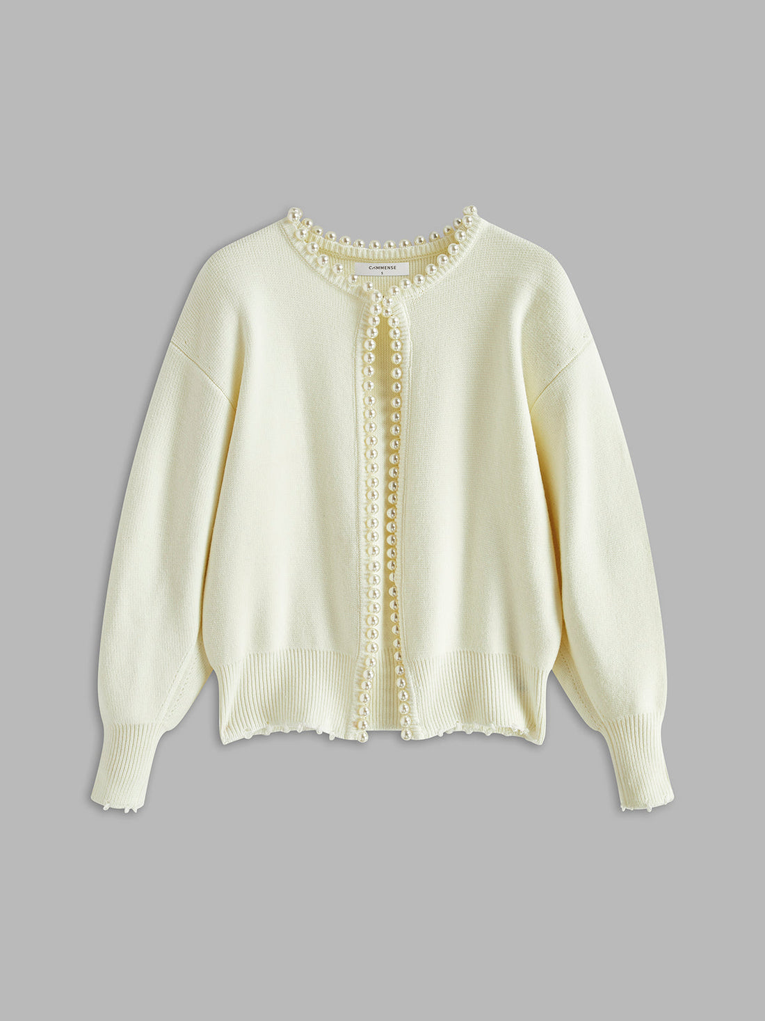 Pearline | Pearl Trim Round Neck Knit Cardigan