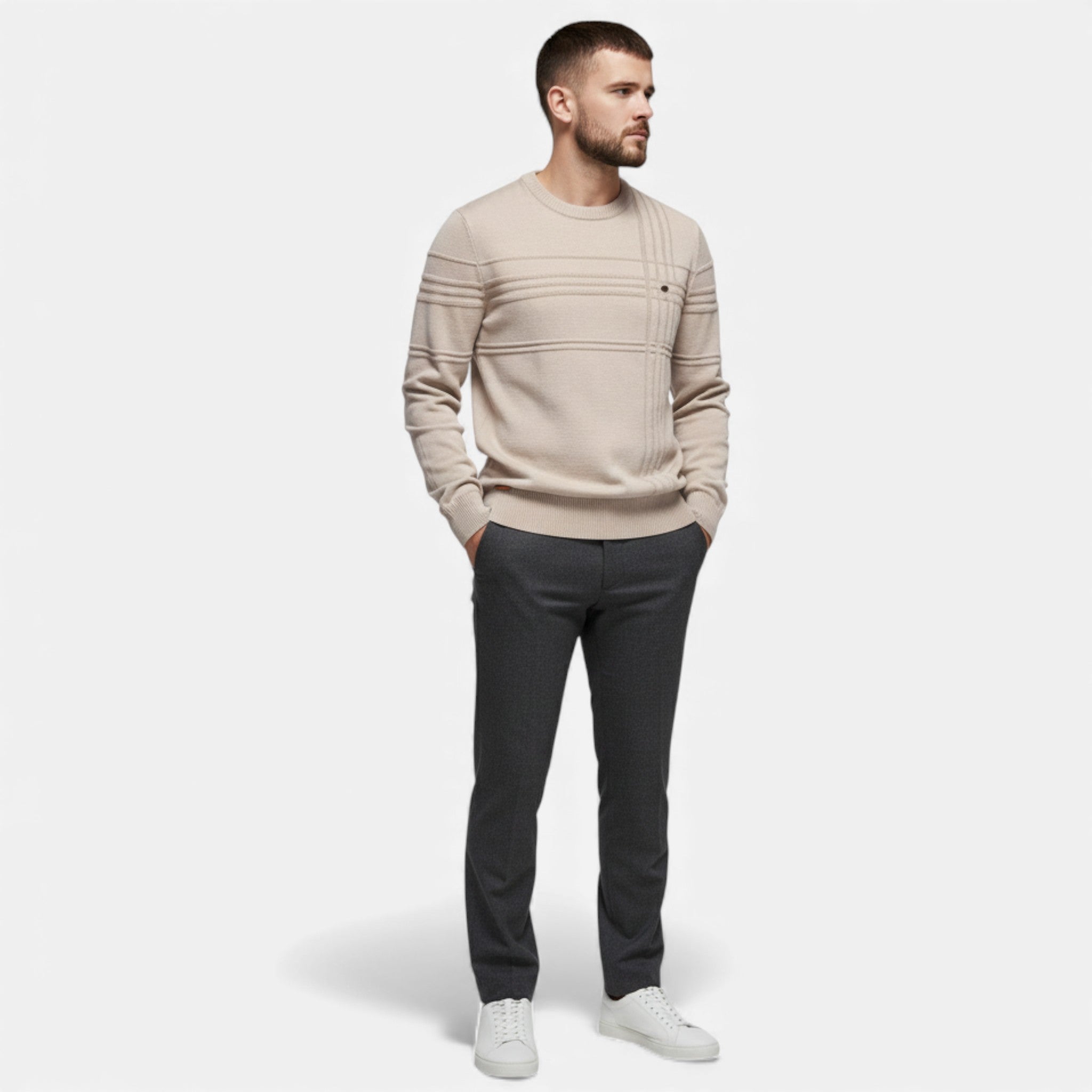 Men's Tailored Structured Knit Sweater