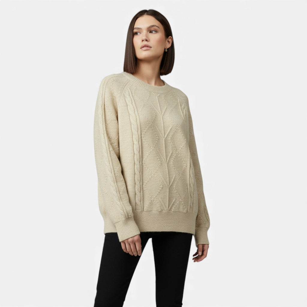 Women's Relaxed Cable-Knit Winter Sweater