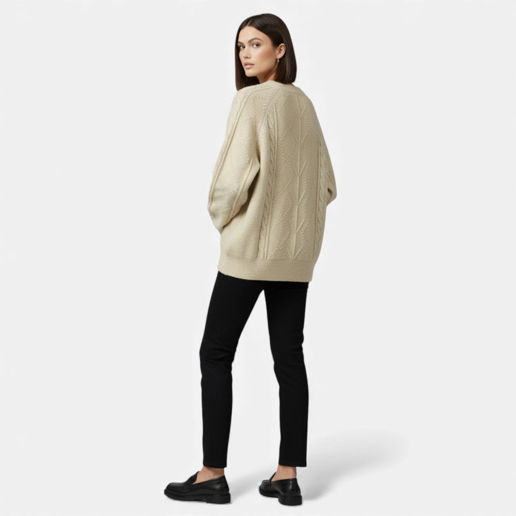 Women's Relaxed Cable-Knit Winter Sweater