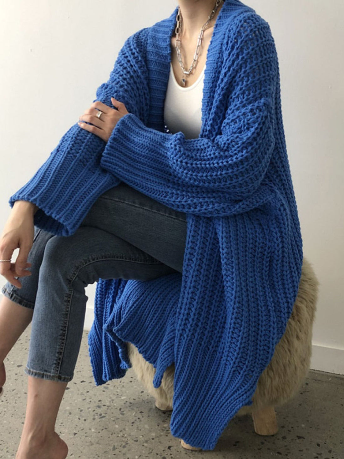 Arabella | Oversized Open-Front Split Knit Cardigan