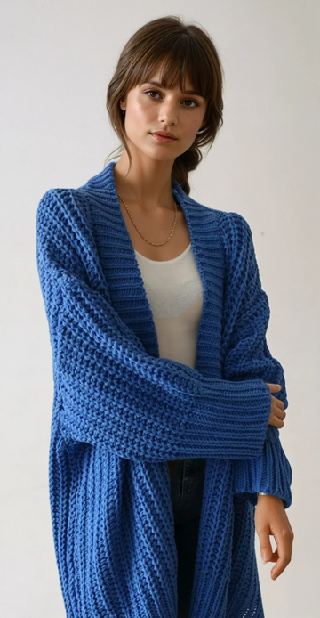 Arabella | Oversized Open-Front Split Knit Cardigan