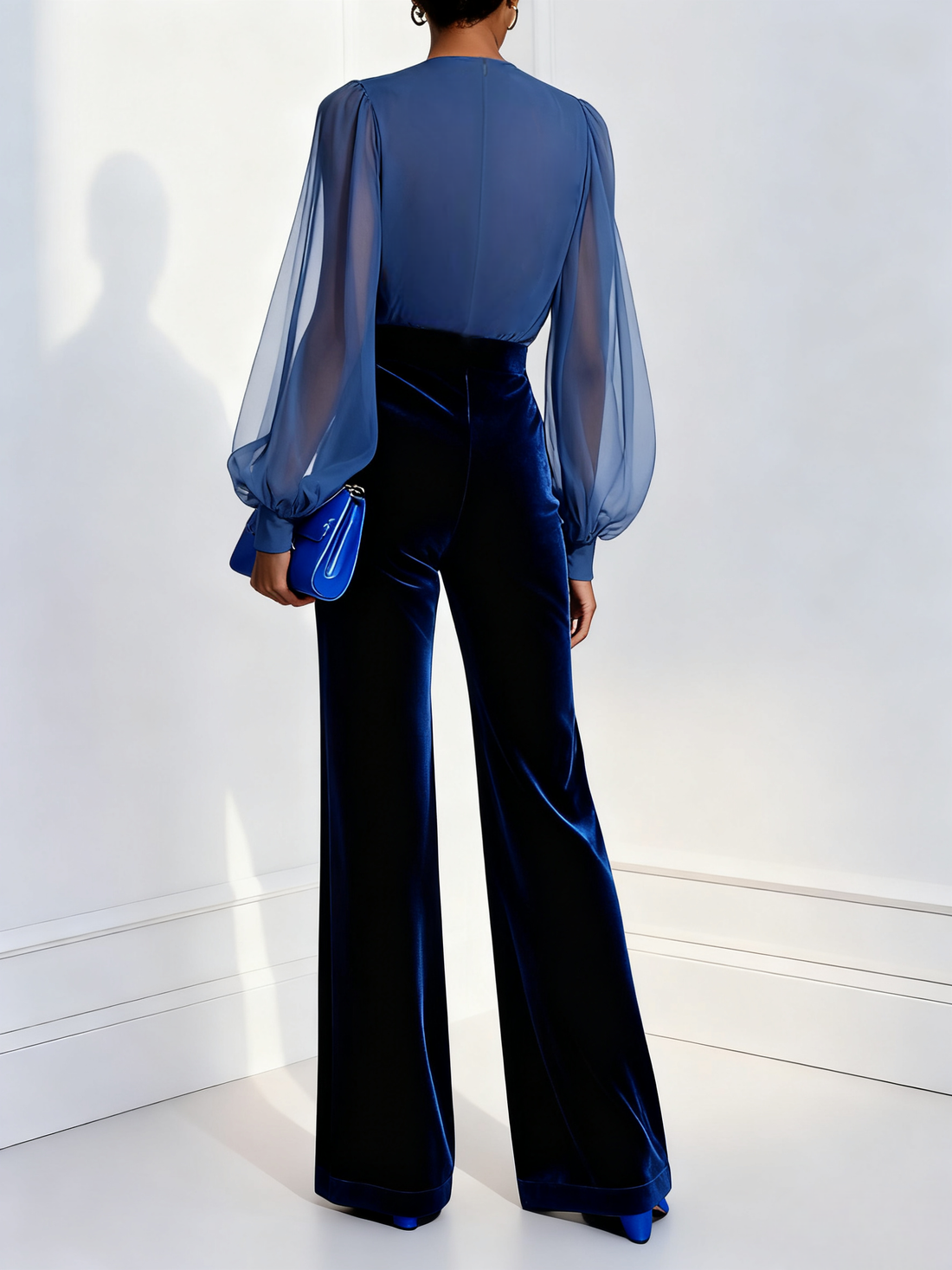 Zaira™ Velvet V-Neck Wide-Leg Jumpsuit