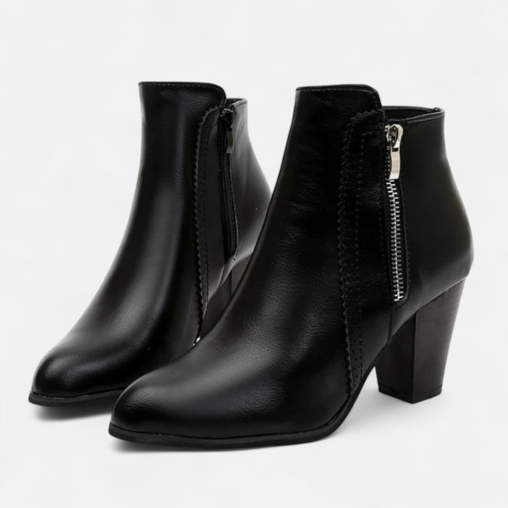 Women's Vintage Zip-Up Heel Boots