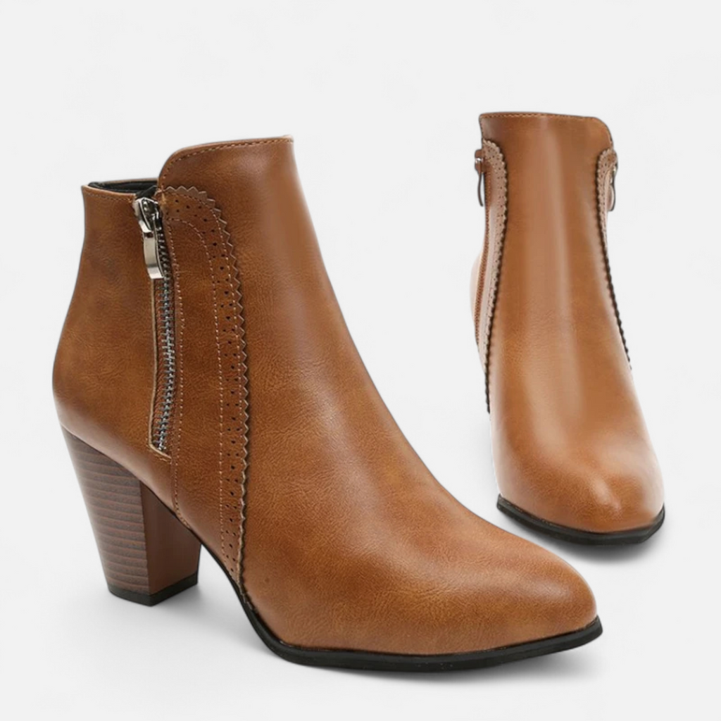 Women's Vintage Zip-Up Heel Boots