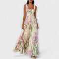 Women's Draped Floral Chiffon Maxi Dress