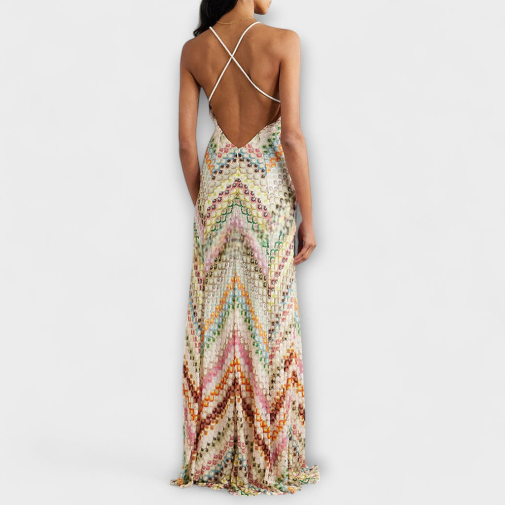 Women's Vibrant Herringbone Maxi Dress