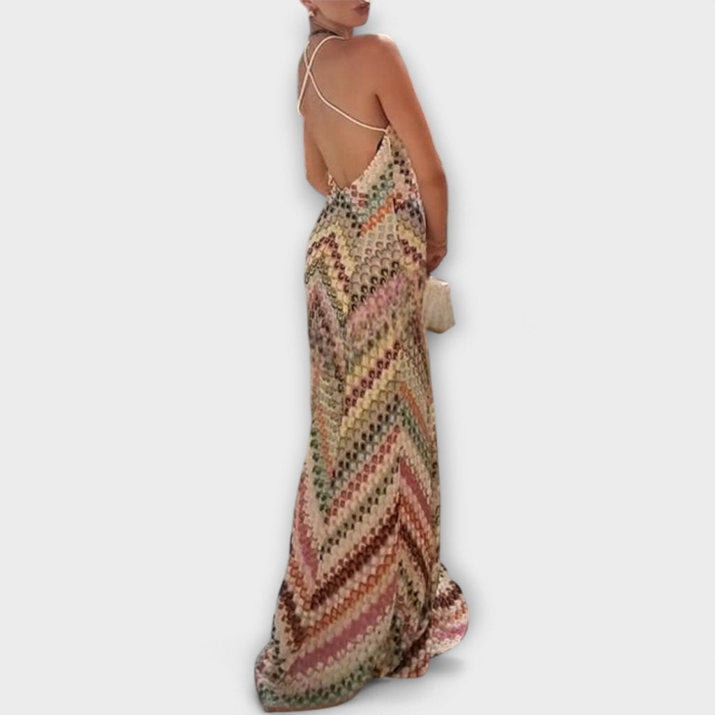Women's Vibrant Herringbone Maxi Dress