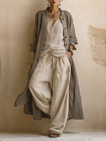 Boho Linen Blend 3-Piece Co-Ord Set